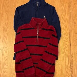 2 Polo by Ralph Lauren Kids Navy and Red Zip-Up Lightweight Tops - size 7